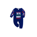 Blue Top with Dear Santa They Are the Naughty Ones Printed And Blue Pants Family Matching Christmas Pajamas Sets