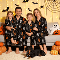 Minimalist Numbers Print Satin Button-Up Family Pajamas Set
