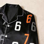 Minimalist Numbers Print Satin Button-Up Family Pajamas Set
