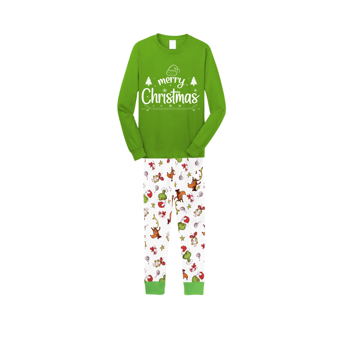 Fresh Green Merry Christmas Pajamas - Woodland Friends Edition