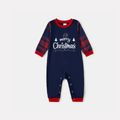 "Merry Christmas" White Letter 2026 Blue Long Sleeve Top with Blue & Red Plaid Family Matching Pajamas