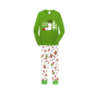 Let It Snow Family Christmas Pajamas - Green Cartoon Print