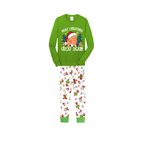 Christmas Cartoon Trump Make Christmas Great Again Family Pajamas Set - Green Top, White Pants, Cartoon Pattern