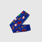 2025 Family Matching Christmas Pajamas -Navy Blue Top & Santa Print Pants