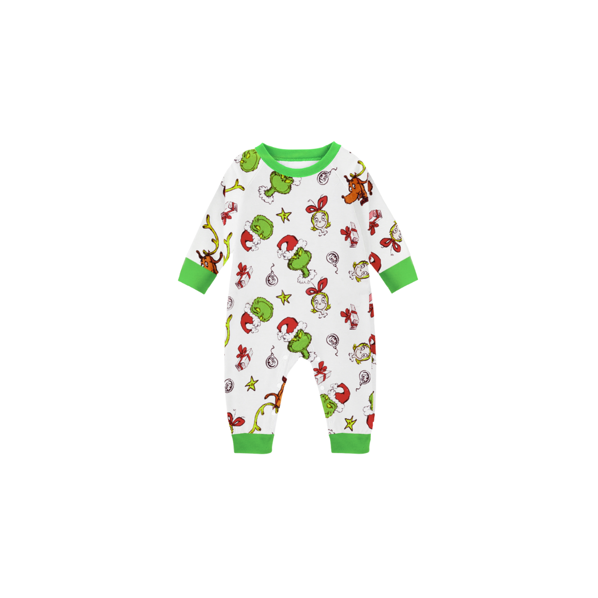 Grinch Holiday Pajama Set with Naughty/Nice Checklist and Christmas Characters