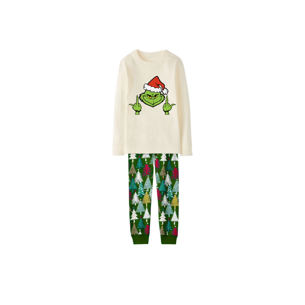 Grinchy Holiday Forest Family Pajamas - Cream