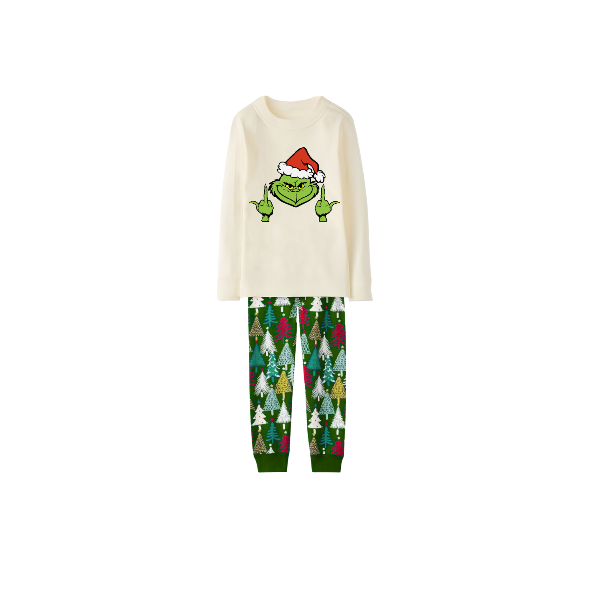 Grinchy Holiday Forest Family Pajamas - Cream