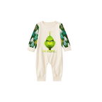 GrinchEw, People Family Christmas Pajamas  Cream Top with Christmas Tree Print