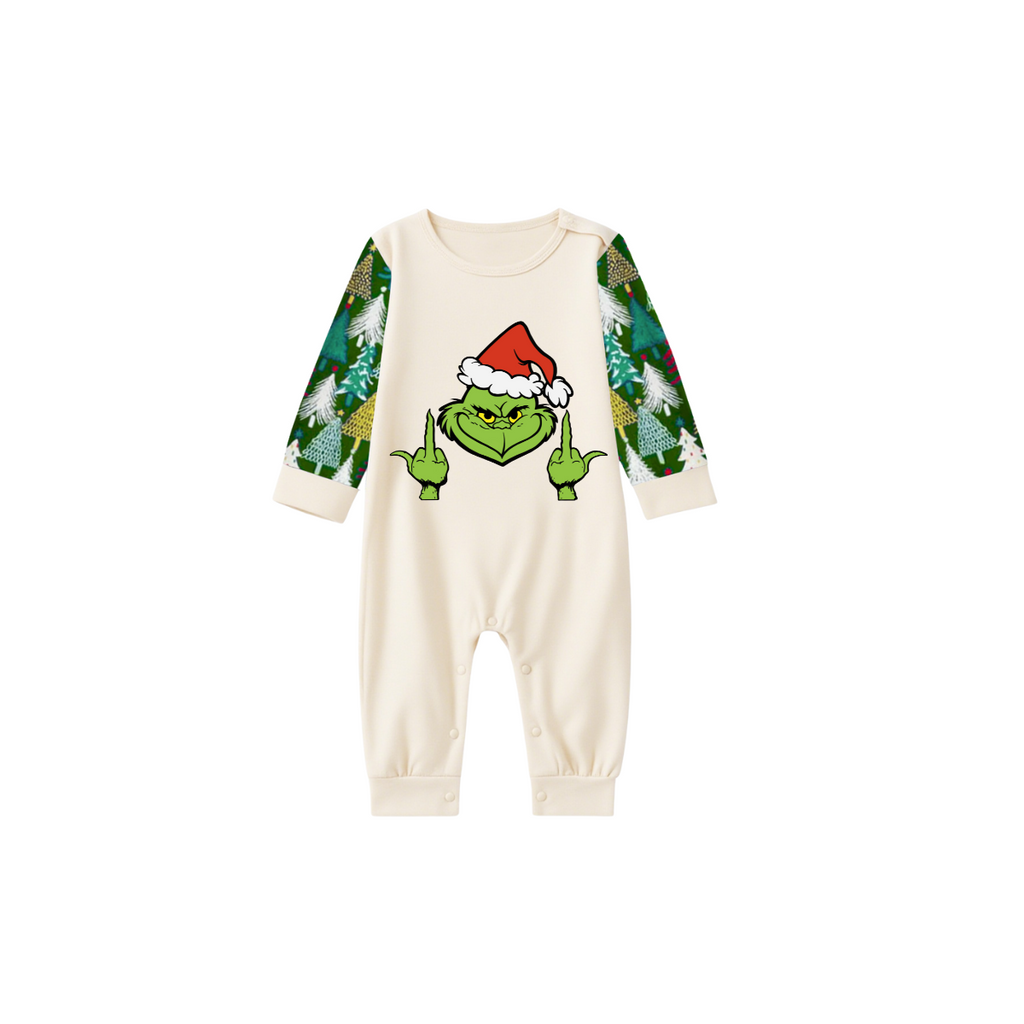 Grinchy Holiday Forest Family Pajamas - Cream