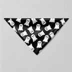 Black Ghost Print Satin Button-Up Family Halloween Pajamas Set