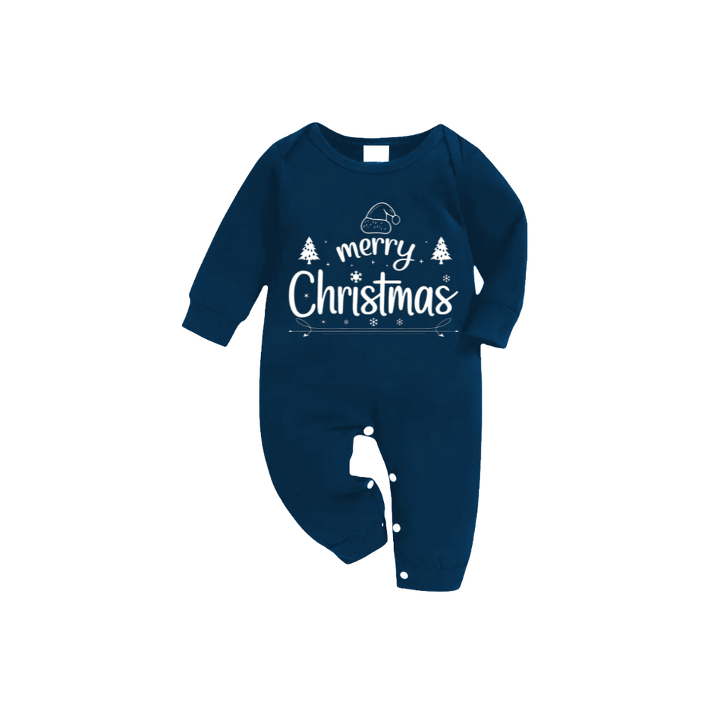 "Merry Christmas" White Letter 2026 Blue Long Sleeve Top With Blue Plaid Family Matching Pajamas
