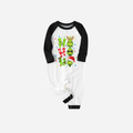 Black Raglan Top Green Plaid Christmas Pajamas Set With "ho ho ho" and Christmas Grinch Print