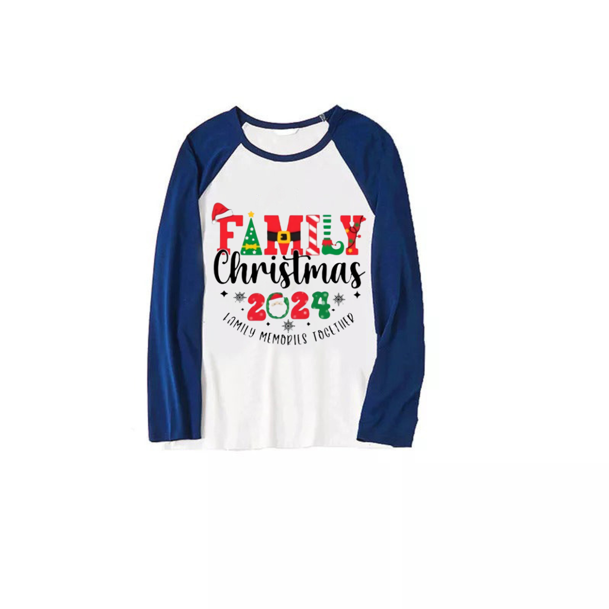 "Family Christmas 2024" Print Blue & Black Plaid Family Matching Pajamas