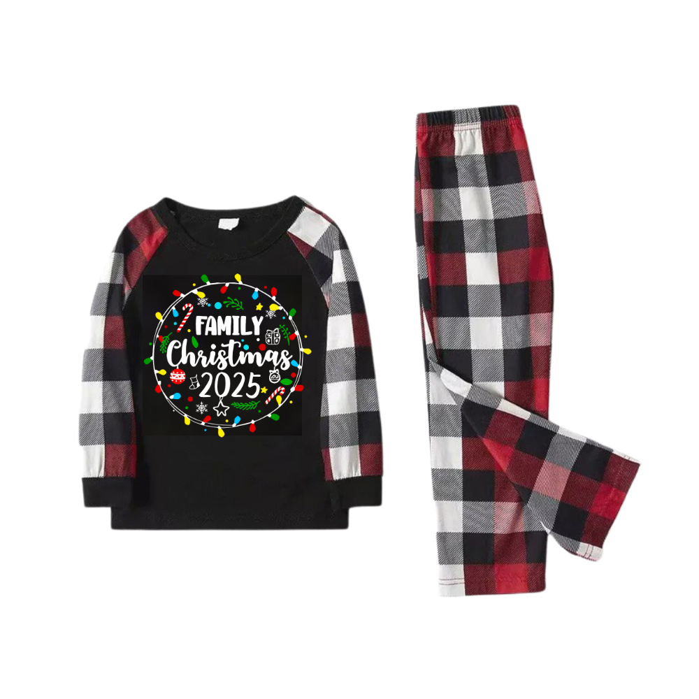 "Family Christmas 2025" Pattern Ⅱ- Red&Black&White Plaid  Matching Pajamas