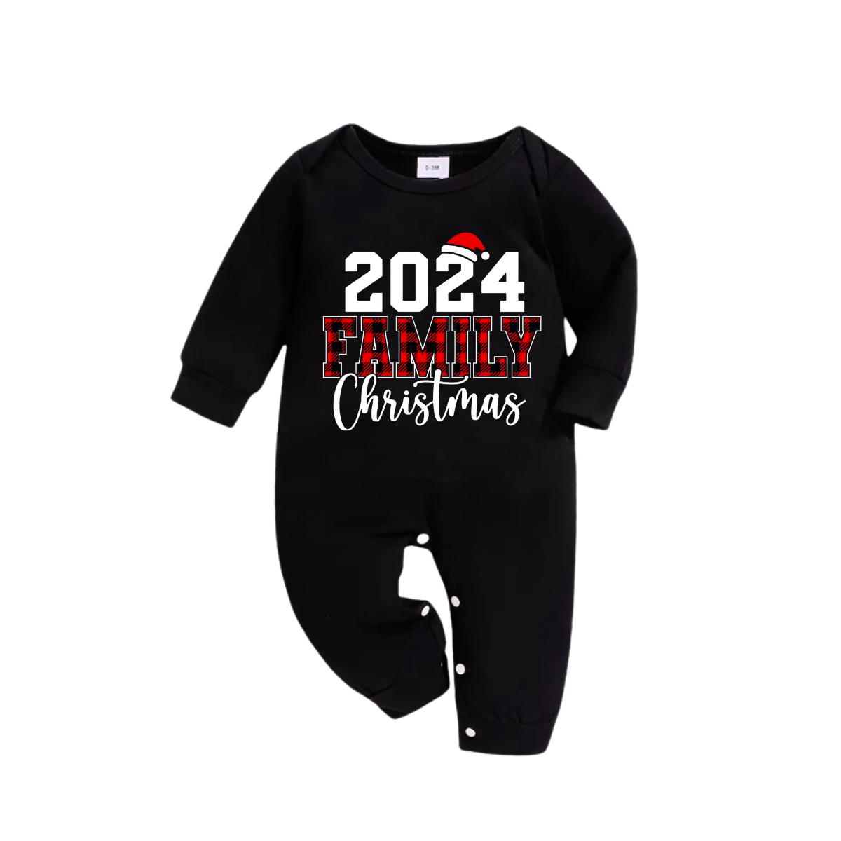 "2024 Family Christmas" Text Printed Red and Green Plaid Christmas Family Matching Pajamas