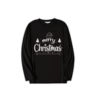 "Merry Christmas" White Letter 2026 Black Long Sleeve Top with Black And Green Plaid Pants Family Matching Pajamas