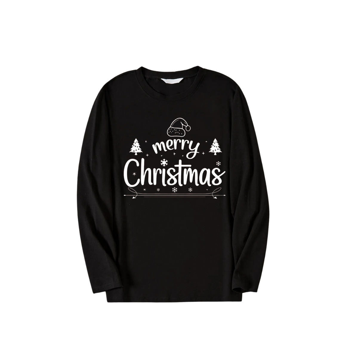 "Merry Christmas" White Letter 2026 Black Long Sleeve Top with Black And Green Plaid Pants Family Matching Pajamas