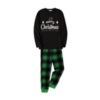 "Merry Christmas" White Letter 2026 Black Long Sleeve Top with Black And Green Plaid Pants Family Matching Pajamas