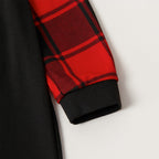 Red and Black Plaid Christmas Pajamas Set With Snowman and Slogan Designs
