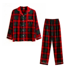 Couple Red and Green Plaid Button Up Pajamas Sets