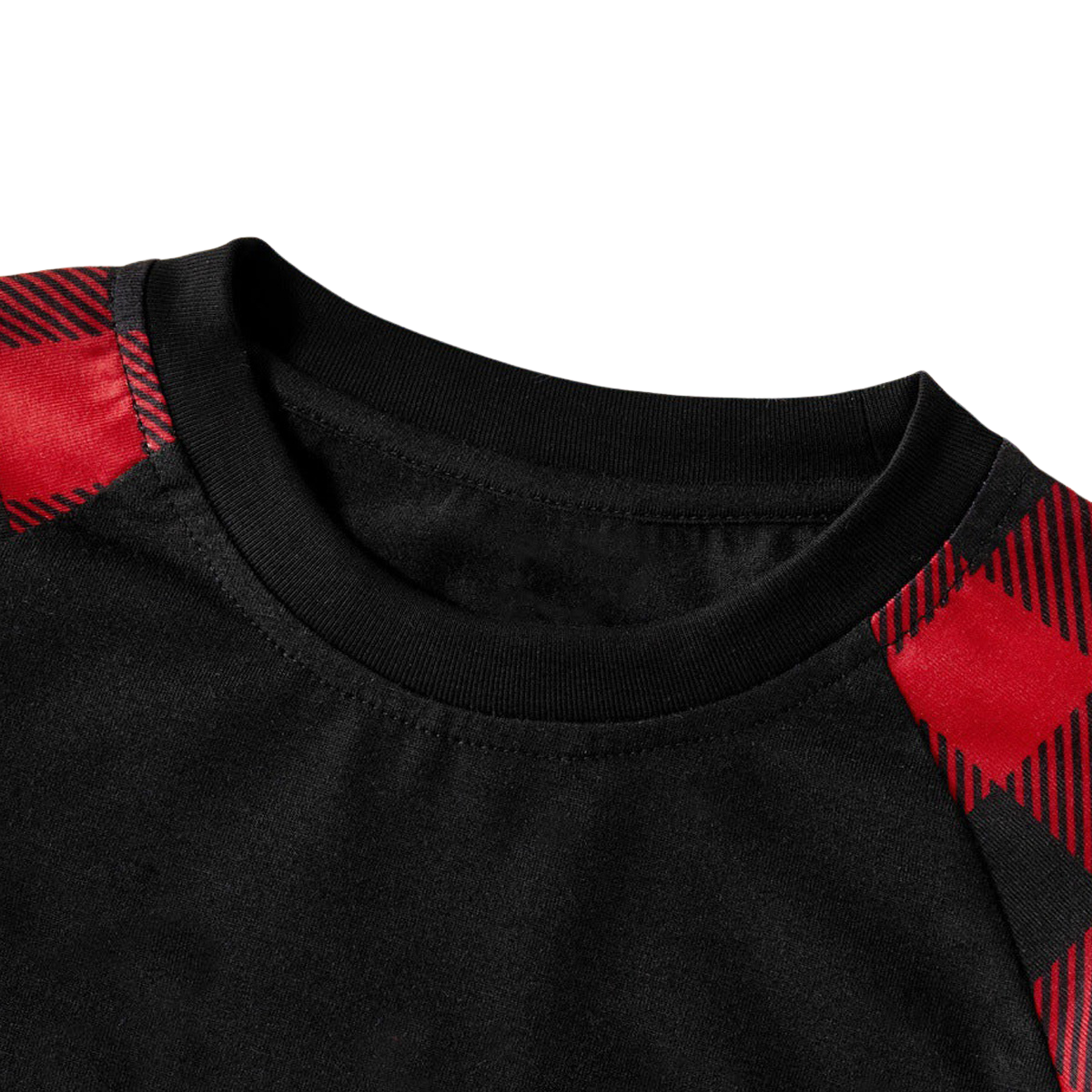 Cute "Family Christmas 2026" Text Print Black & Red Plaid Family Matching Pajamas
