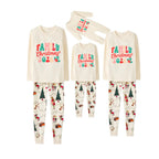 Beige Christmas Pattern Print Christmas Pajamas Set With Colorful "Family Christmas 2026" Text Print