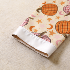 Pink and Orange Pumpkin Print Satin Button-Up Family Halloween Pajamas Set