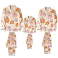 Pink and Orange Pumpkin Print Satin Button-Up Family Halloween Pajamas Set