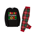 "2024 Family Christmas Making Memories Together" Printed Red and Green Plaid Christmas Matching Pajamas