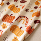 Autumn Pumpkin and Leaf Print Satin Button-Up Family Pajamas Set