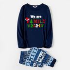 "We are Family 2024" Print Blue Family Christmas Matching Pajamas