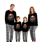 Family Christmas 2025 Making Memories Together Text Print Black Long Sleeve Top with Black And White Plaid Pants Family Matching Pajamas