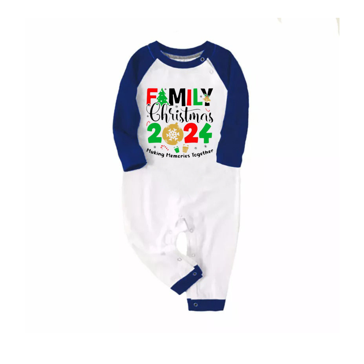 "Family Christmas 2024 Making Memories Together" Text Print Blue & Black Plaid Family Matching Pajamas