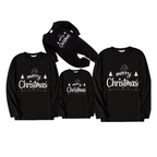 "Merry Christmas" White Letter 2026 Black Long Sleeve Top