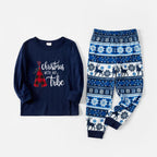 2026 Christmas Family Matching Sleepwear Pajamas Christmas Tent Print Blue Pajamas Set