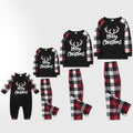 Merry Christmas Matching Family Pajamas Deer Print Black White Plaids Pajamas Set