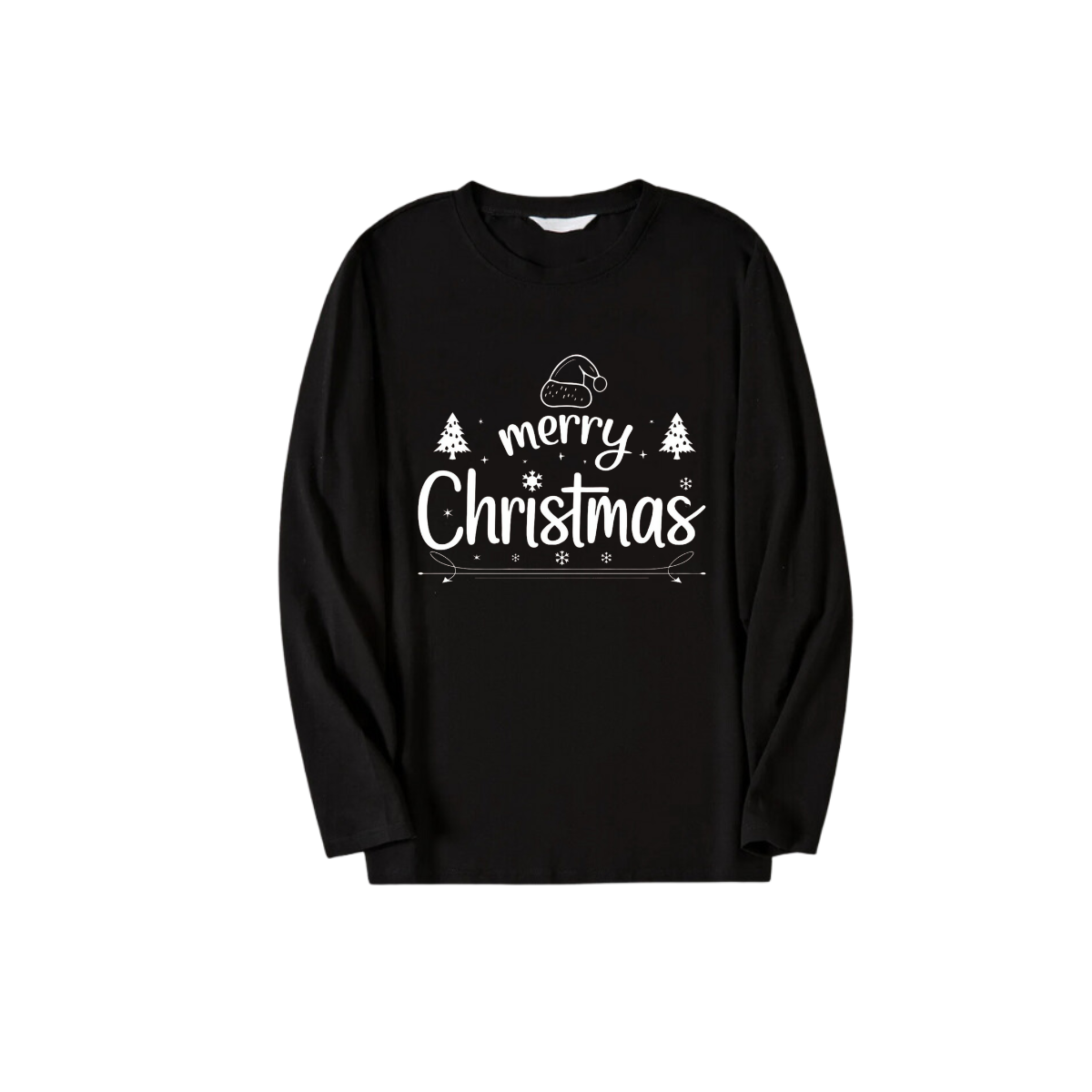 "Merry Christmas" White Letter 2026 Black Long Sleeve Top