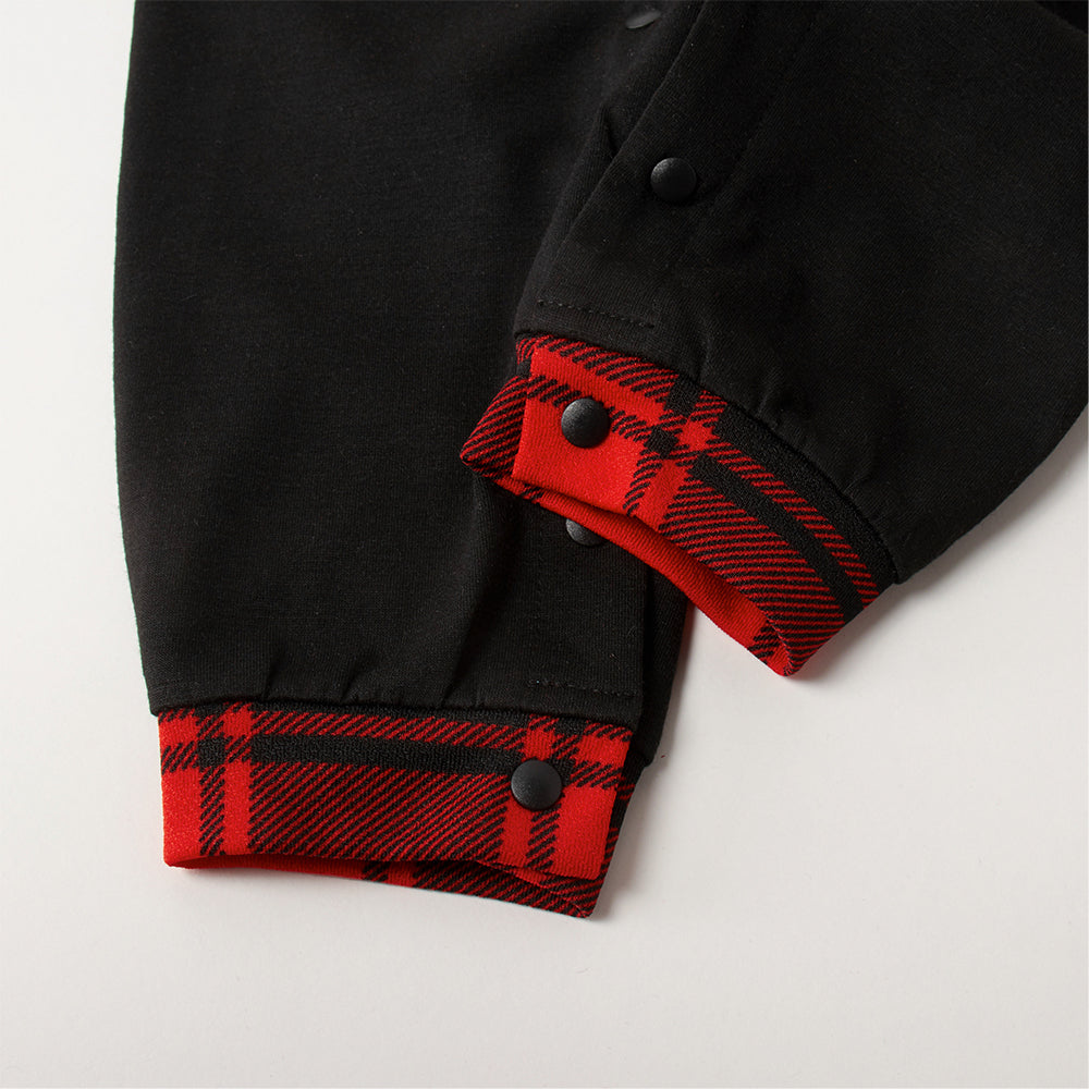 "2026 Family Christmas" Quirky Heart Letter Print Black & Red Plaid Family Matching Black Pajamas