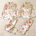 Merry Christmas Snowflake Satin Matching Pajamas for Couples – Long Sleeve Button-Down Top & Pants Sleepwear Set
