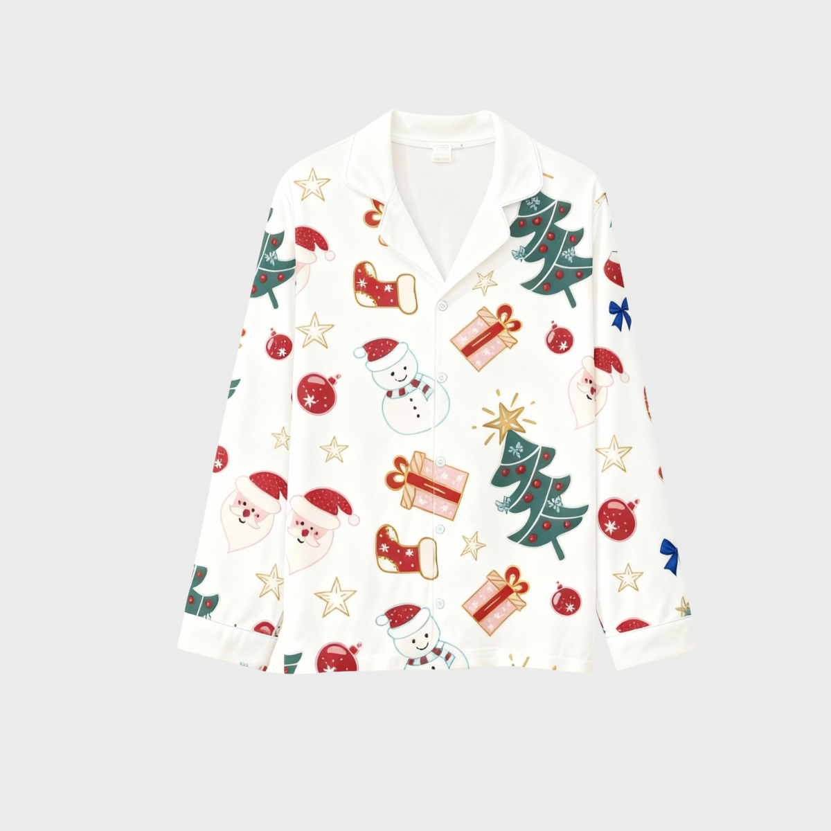 Christmas Collar Button-Up Pajama Set for Family