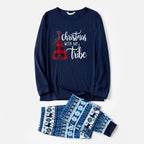 2026 Christmas Family Matching Sleepwear Pajamas Christmas Tent Print Blue Pajamas Set