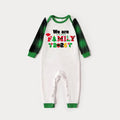 Christmas We are Family 2026 Letter Print Green Rotator Cuff Top With Green & Black Plaid Family Matching Pajamas