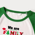 Christmas We are Family 2026 Letter Print Green Rotator Cuff Top With Green & Black Plaid Family Matching Pajamas