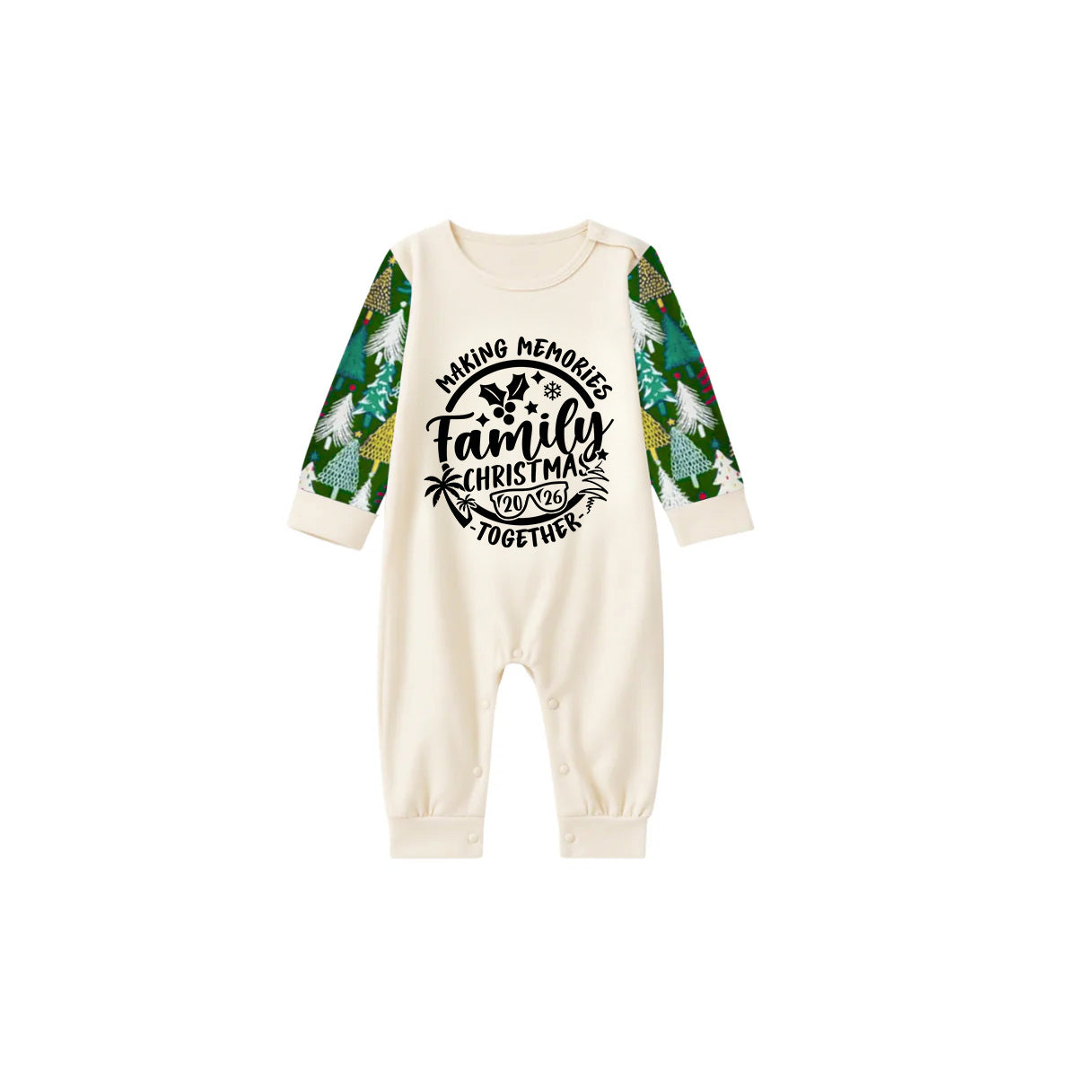 Making Memories Family Christmas Pajamas - Cream & Tree Print