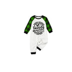 Making Memories Together Family Christmas 2026 Pajamas Set - White Top Green Sleeves Green Plaid Pants Black Text Graphic