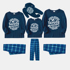 Christmas Make Memories Together 2026 Print Blue Long Sleeve Top With Blue Plaid Family Matching Pajamas