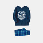 Christmas Make Memories Together 2026 Print Blue Long Sleeve Top With Blue Plaid Family Matching Pajamas