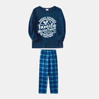 Christmas Make Memories Together 2026 Print Blue Long Sleeve Top With Blue&Green Plaid Family Matching Pajamas