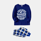 Christmas Make Memories Together 2026 Print Blue and White Plaid Family Matching Pajamas