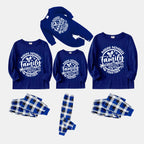 Christmas Make Memories Together 2026 Print Blue and White Plaid Family Matching Pajamas